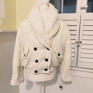 Free People NWOT Cream Georgia Teddy Collar Jacket Women’s Size XS